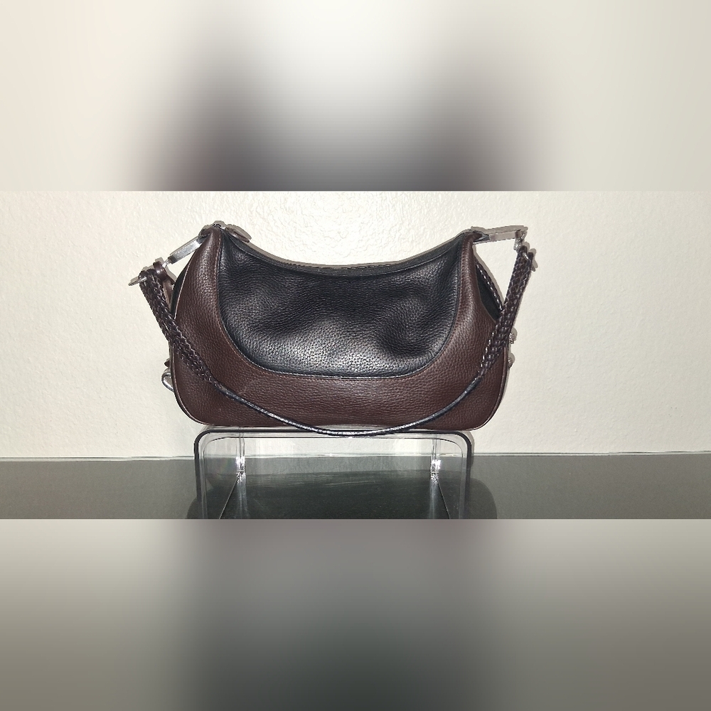 Brighton Elegant Black and Brown Leather Women's Bag Classic Hanging Charm - Picture 14 of 16